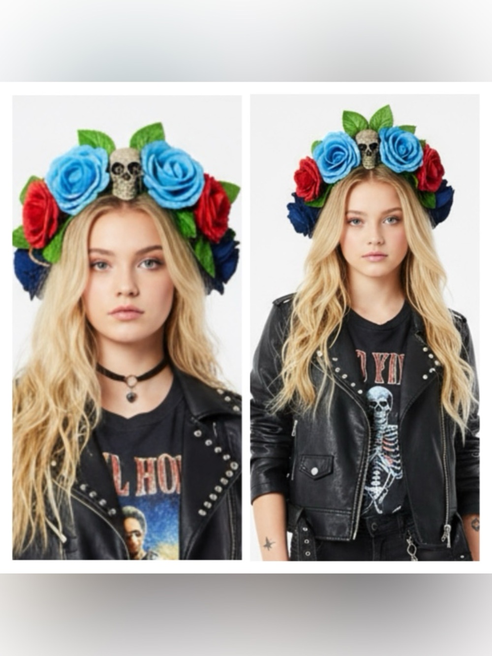 Flower Prom Crown Handmade Day of the Dead/Festival Skull Flower Crown